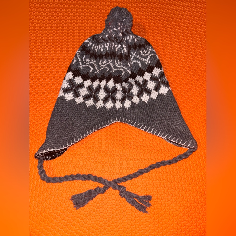 Cozy Gray and White Kids Knit Hat
